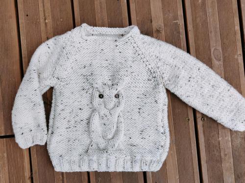 Réalisations de l'Atelier Rosáfil -pull hibou